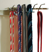 Stationary tie rack.