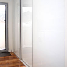Clear glass panel sliding door.